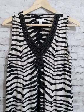 Chico's V-Neck Animal Print Maxi Dress Sleeveless Size 2